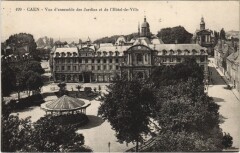 Caen vue d'ensemble des Jardins et de l'Hotel de Ville
