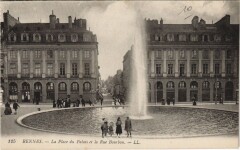 Rennes Place du Palais et la Rue Bourbon à Rennes