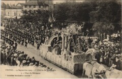 Troyes Ier Fete de la Bonneterie 1909 char du Batiment à Troyes
