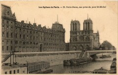 Carte postale ancienne Notre-Dame, vue prise du pont Saint-Michel
                                                                     à Paris 5e
                                