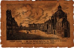 Carte postale ancienne La rue Saint-Antoine en 1655, et la forteresse de la Bastille qui servait de prison d'Etat
                                                                     à Paris 4e
                                