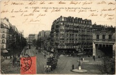 Carte postale ancienne Avenue du Maine, prise du Boulevard de Vaugirard
                                                                     à Paris 15e
                                