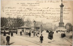 Carte postale ancienne Place de la Bastille
                                                                     à Paris 12e
                                