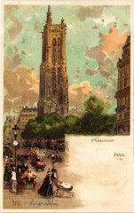Paris Souvenir de la Belle Jardiniere Tour Saint-Jacques Litho