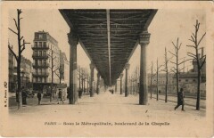 Carte postale ancienne Sous le Métropolitain - Boulevard de la Chapelle
                                                                     à Paris 18e
                                