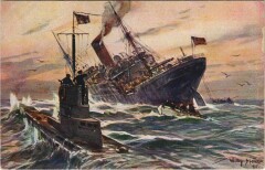 Submarine Sinking a Ship Ships