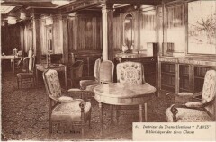 Interieur du Transatlantique Paris - Bibliotheque Ships