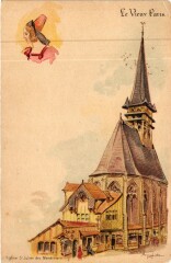 Carte postale ancienne Paris Expo 1900 - Le Vieux Paris Eglise Saint-Julien des Ménétriers
                                                                     à Paris
                                