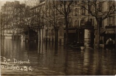 Paris Inondations de 1910 carte photo boulevard Diderot