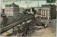 Carte postale ancienne La Rue Lecourbe
                                                                     à Paris 15e
                                