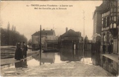 Troyes Inondation 1910 Mail des Charmilles pres du Deversoir à Troyes