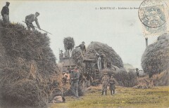 Boisville Interieur De Ferme - Scene De Battage Machine Agricole - Rare