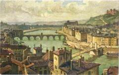 Lyon Ancien - Panorama de la Saone en 1830