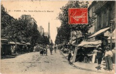 Carte postale ancienne Rue Saint-Charles et le Marché
                                                                     à Paris 15e
                                