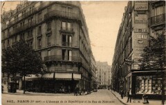 Paris (11e) L'Avenue de la Republique. et le Rue de Nemours à Paris 11e