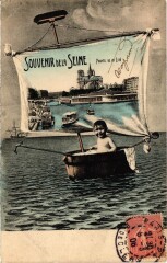Paris Souvenir de la Sine Pointe de la Cite bebe dans un bateau