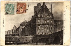 Carte postale ancienne Le Palais des Tuileries et le Pont Royal en 1820
																	 à Paris 7e
								