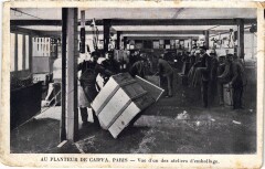 Carte postale ancienne Au planteur de Caïffa - Vue d'un des ateliers d'emballage
                                                                     à Paris 14e
                                
