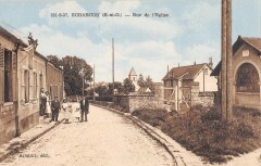 Echarcon - La Rue De L'Eglise - cliché colorisé