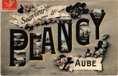 Plancy - Souvenir fleurs collage dans les typos