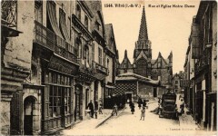 Vitre Rue et Eglise Notre-Dame France