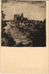 Laon- blick a. Stadt und Kathedrale France