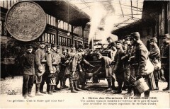 Carte postale ancienne Grève des Cheminots de l'Ouest-Etat - Cuisine roulante gare Saint-Lazare
                                                                     à Paris 8e
                                
