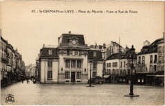 Saint-Germain-en-Laye - Place du Marché - Poste et Rue de Poissy à Saint-Germain-en-Laye