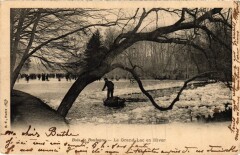 Carte postale ancienne Bois de Boulogne - Le Grand Lac en Hiver
                                                                     à Paris 16e
                                