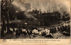 Saint Cloud Incendie du Chateau par les Prussiens à Saint-Cloud