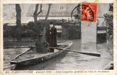 Paris innondé - Janvier 1910 — Jean Coquelin quittant sa villa de Saint-James à Neuilly-sur-Seine