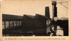 Carte postale ancienne Les inondations de Paris - Une partie des ateliers des usines du Pneu Continental
                                                                     à Clichy
                                