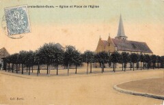 La Croix Saint Ouen - Eglise Et Place De L'Eglise - cpa toilée