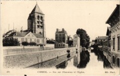 Corbeil vue sur l'Essonnes et Eglise