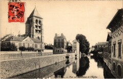 Corbeil vue sur l'Essonnes et Eglise