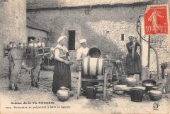 Scenes De La Vie Normande / Servantes Se Preparant A Faire Le Beurre -
													14 Calvados
												