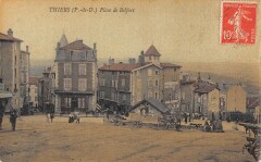 Thiers / Place De Belfort / cpa toilée à Thiers