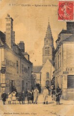 Cloyes - Eglise Et Rue Du Temple - cpa toilée