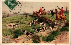 Chasse hunting Litho -
													45 Loiret
												