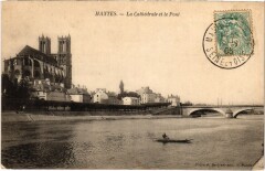 Mantes-la-Jolie La Cathedrale et le Pont à Mantes-la-Jolie