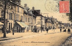 Troyes - Faubourg Croncels - Milieu - cpa toilée à Troyes