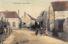 Randonnai - Rue De L'Eglise - cpa toilée