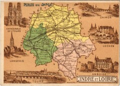 Indre-et-Loire - Map - Towns - Small Card