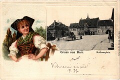 Gruss aus Barr Rathausplatz Litho
