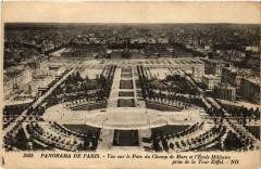 Paris 7e-Panorama de Paris-Vue sur le Parc du Champ de Mars à Paris 7e