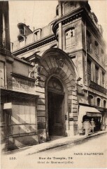 Paris 3e Paris-Rue du Temple, Hotel de Montmort à Paris 3e