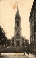 Carte postale ancienne Eglise de Ménilmontant
                                                                     à Paris 20e
                                