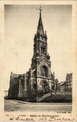 Carte postale ancienne Eglise de Ménilmontant
                                                                     à Paris 20e
                                