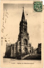 Carte postale ancienne Eglise de Ménilmontant
                                                                     à Paris 20e
                                