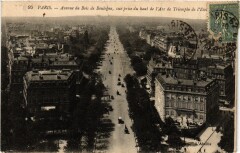 Avenue du Bois de Boulogne, vue prise du haut de l'Arc de Triomphe de l'Etoile à Paris 16e